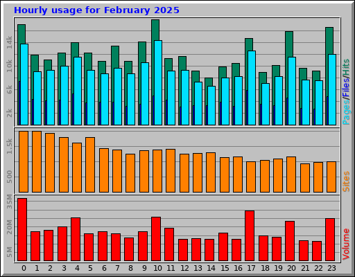 Hourly usage for February 2025